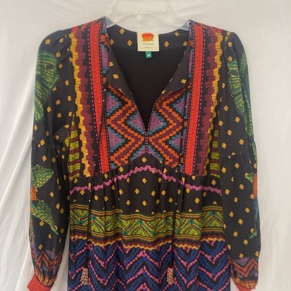 Farm Rio Dress, Black maxi Multi-Color Print sz xs - Picture 3 of 8